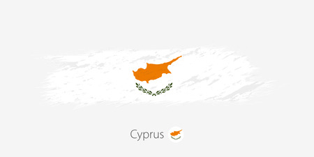 Flag of Cyprus, grunge abstract brush stroke on gray background. Vector illustration.のイラスト素材