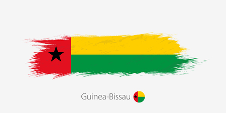 Flag of Guinea-Bissau, grunge abstract brush stroke on gray background. Vector illustration.のイラスト素材