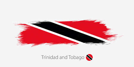 Flag of Trinidad and Tobago, grunge abstract brush stroke on gray background. Vector illustration.のイラスト素材