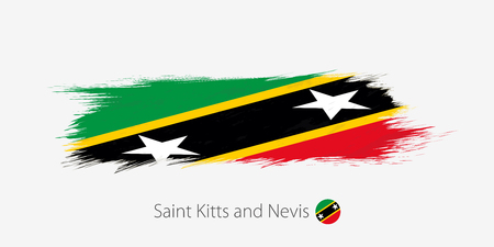 Flag of Saint Kitts and Nevis, grunge abstract brush stroke on gray background. Vector illustration.のイラスト素材