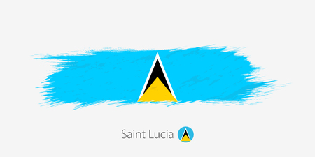 Flag of Saint Lucia, grunge abstract brush stroke on gray background. Vector illustration.のイラスト素材