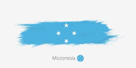 Flag of Micronesia, grunge abstract brush stroke on gray background. Vector illustration.のイラスト素材