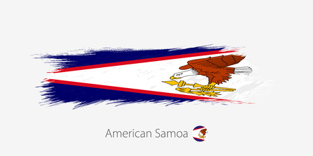 Flag of American Samoa, grunge abstract brush stroke on gray background. Vector illustration.のイラスト素材