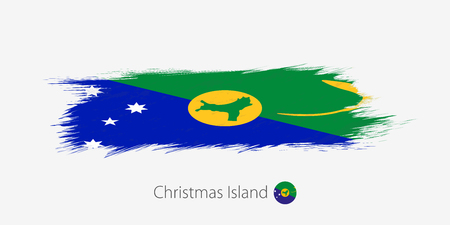 Flag of Christmas Island, grunge abstract brush stroke on gray background. Vector illustration.のイラスト素材