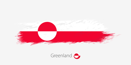 Flag of Greenland, grunge abstract brush stroke on gray background. Vector illustration.のイラスト素材