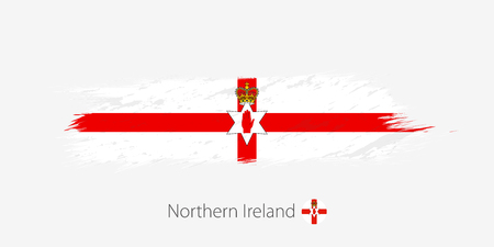 Flag of Northern Ireland, grunge abstract brush stroke on gray background. Vector illustration.のイラスト素材