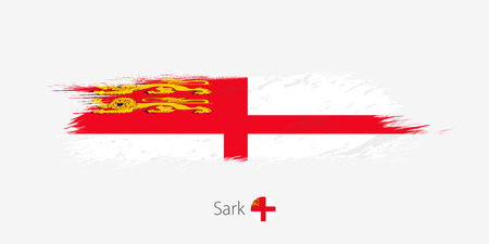 Flag of Sark, grunge abstract brush stroke on gray background. Vector illustration.のイラスト素材