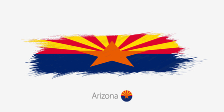 Flag of Arizona US State, grunge abstract brush stroke on gray background.Vector illustration.のイラスト素材