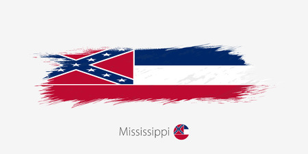Flag of Mississippi US State, grunge abstract brush stroke on gray background.Vector illustration.のイラスト素材