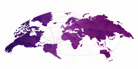 World map in rounded style , triangular map in purple colorのイラスト素材