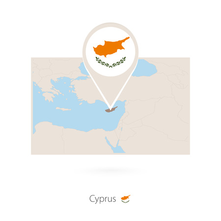 Rectangular map of Cyprus with pin icon of Cyprusのイラスト素材