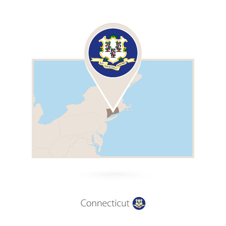 Rectangular map of US state Connecticut with pin icon of Connecticutのイラスト素材
