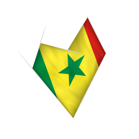 Sketched crooked heart with flag of Senegalのイラスト素材