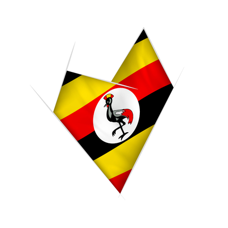 Sketched crooked heart with flag of Ugandaのイラスト素材