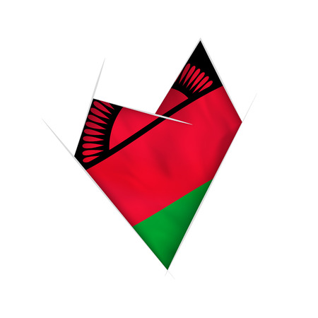 Sketched crooked heart with flag of Malawiのイラスト素材
