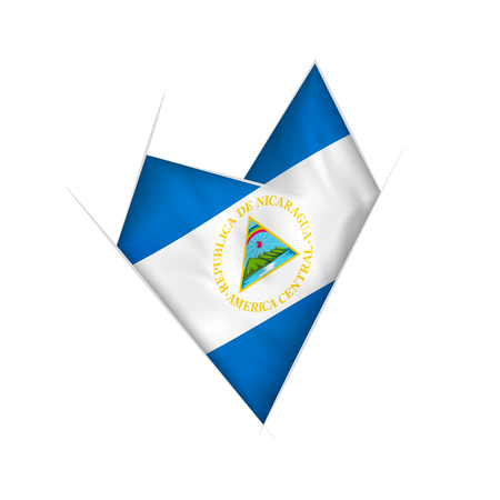 Sketched crooked heart with flag of Nicaraguaのイラスト素材