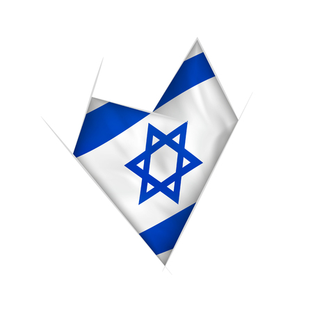 Sketched crooked heart with flag of Israelのイラスト素材