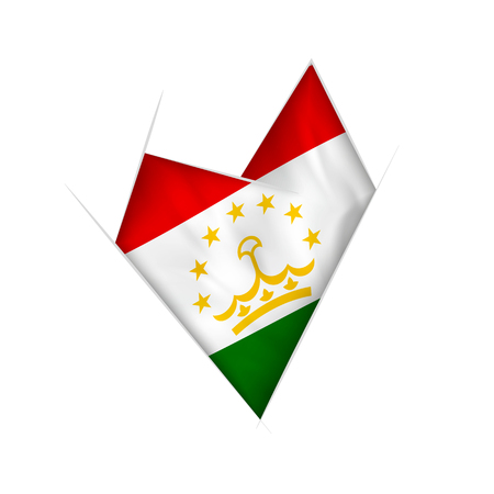 Sketched crooked heart with flag of Tajikistanのイラスト素材