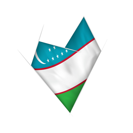 Sketched crooked heart with flag of Uzbekistanのイラスト素材