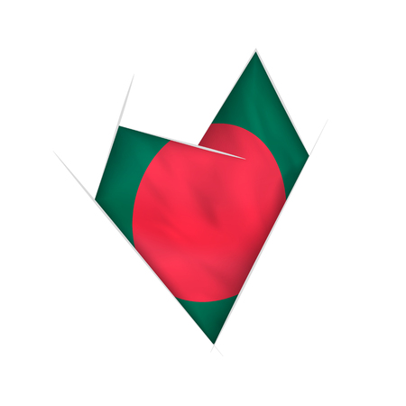 Sketched crooked heart with flag of Bangladeshのイラスト素材