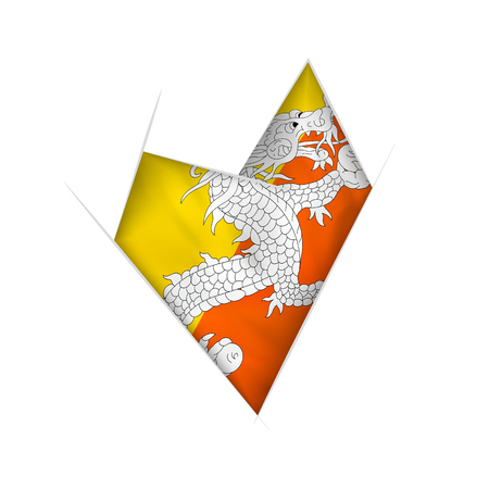 Sketched crooked heart with flag of Bhutanのイラスト素材