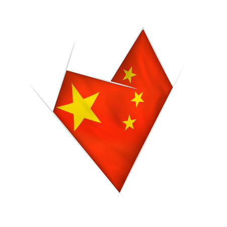 Sketched crooked heart with flag of Chinaのイラスト素材