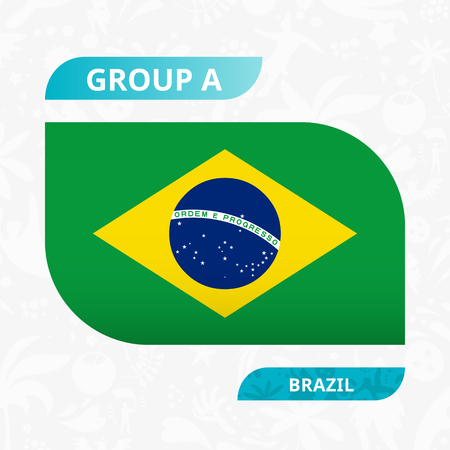 Brazil team flag, made in football competition style. Vector illustration.のイラスト素材
