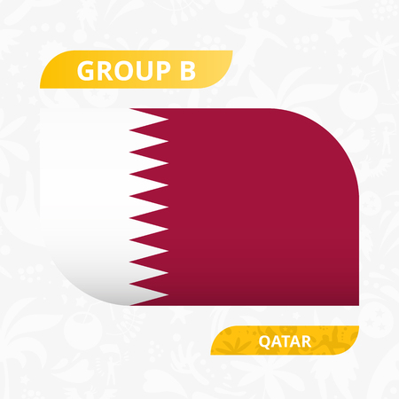 Qatari team flag, made in football competition style. Vector illustration.のイラスト素材