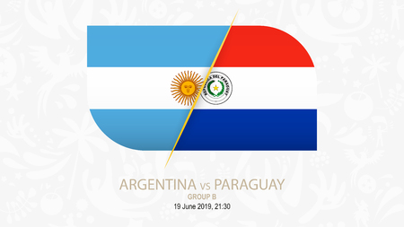 Argentina vs Paraguay, Football competition Group B. Gray soccer background.のイラスト素材