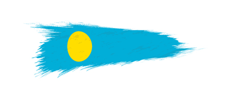 Flag of Palau in grunge brush stroke, vector grunge illustration.のイラスト素材