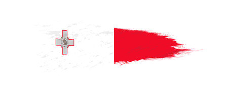 Flag of Malta in grunge brush stroke, vector grunge illustration.のイラスト素材
