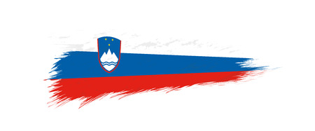 Flag of Slovenia in grunge brush stroke, vector grunge illustration.のイラスト素材