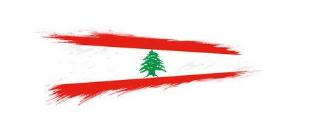 Flag of Lebanon in grunge brush stroke, vector grunge illustration.のイラスト素材