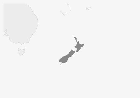Map of Oceania with highlighted New Zealand map, gray map of New Zealand with neighboring countriesのイラスト素材
