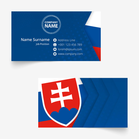 Slovakia Flag Business Card, standard size (90x50 mm) business card template with bleed under the clipping mask.のイラスト素材