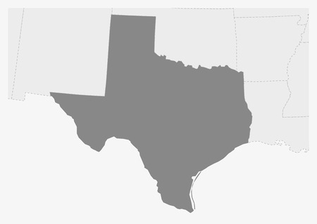 Map of USA with highlighted Texas map, gray map of US State Texas with neighboring countriesのイラスト素材
