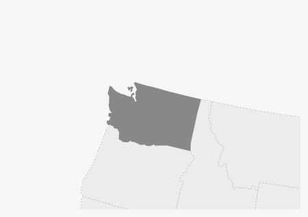 Map of USA with highlighted Washington map, gray map of US State Washington with neighboring countriesのイラスト素材