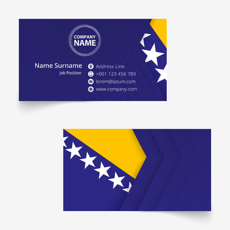Bosnia and Herzegovina Flag Business Card, standard size (90x50 mm) business card template with bleed under the clipping mask.のイラスト素材