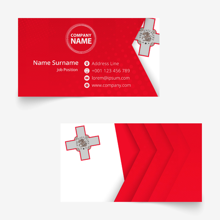 Malta Flag Business Card, standard size (90x50 mm) business card template with bleed under the clipping mask.のイラスト素材