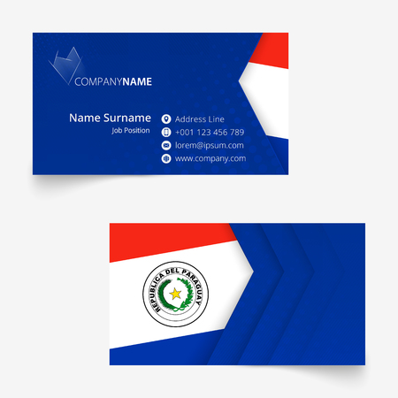 Paraguay Flag Business Card, standard size (90x50 mm) business card template with bleed under the clipping mask.のイラスト素材