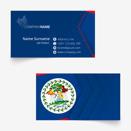 Belize Flag Business Card, standard size (90x50 mm) business card template with bleed under the clipping mask.のイラスト素材