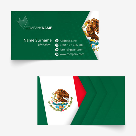 Mexico Flag Business Card, standard size (90x50 mm) business card template with bleed under the clipping mask.のイラスト素材