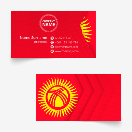 Kyrgyzstan Flag Business Card, standard size (90x50 mm) business card template with bleed under the clipping mask.のイラスト素材