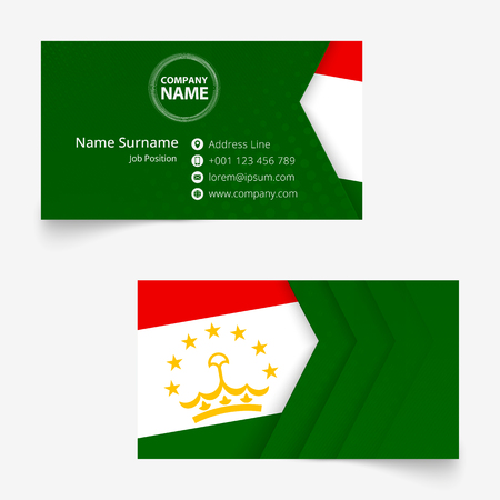 Tajikistan Flag Business Card, standard size (90x50 mm) business card template with bleed under the clipping mask.のイラスト素材