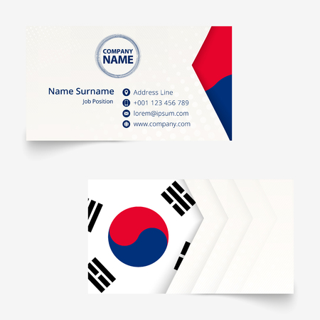 South Korea Flag Business Card, standard size (90x50 mm) business card template with bleed under the clipping mask.のイラスト素材