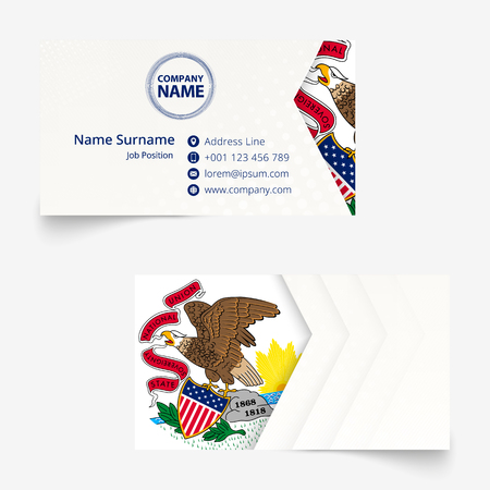 Illinois Flag Business Card, standard size (90x50 mm) business card template with bleed under the clipping mask.のイラスト素材