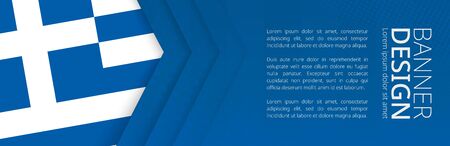Banner template with flag of Greece for advertising travel, business and other. Horizontal web banner design.のイラスト素材