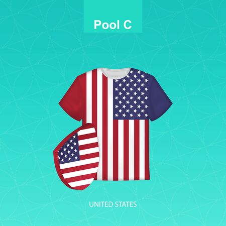 Rugby jersey of United States team with flag of USA. Vector illustration.のイラスト素材