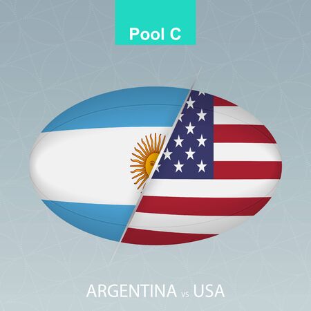 Rugby competition Argentina vs USA. Rugby icon on gray background. Vector illustration.のイラスト素材