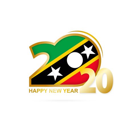 Year 2020 with Saint Kitts and Nevis Flag pattern. Happy New Year Design. Vector Illustration.のイラスト素材